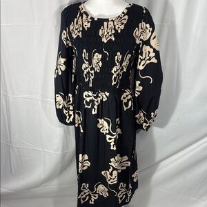 The Get Black and Cream Long Sleeve Sundress with Bishop Sleeves Size Medium